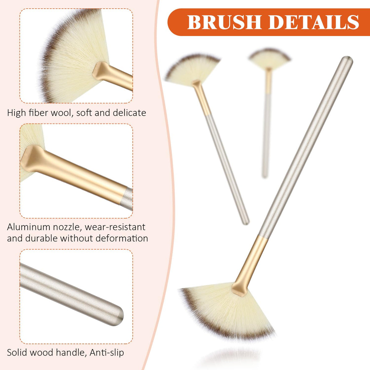 Maitys fan brush with wooden handle and protective cover