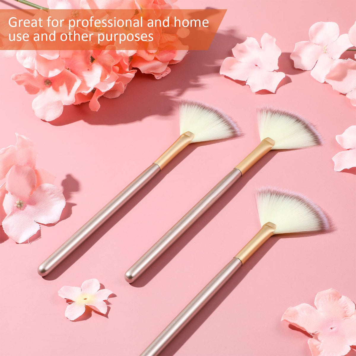 Maitys fan brushes in use applying powder makeup