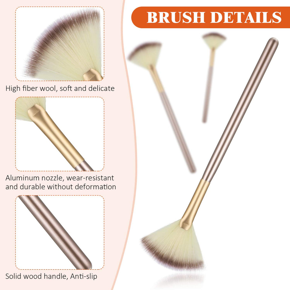 Maitys fan brushes set displayed in a cosmetic bag