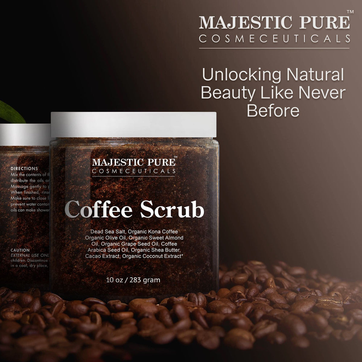 Majestic Pure Arabica Coffee Body Scrub 10 Oz lifestyle scene