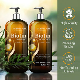 Majestic Pure Biotin Shampoo and Conditioner set packaging