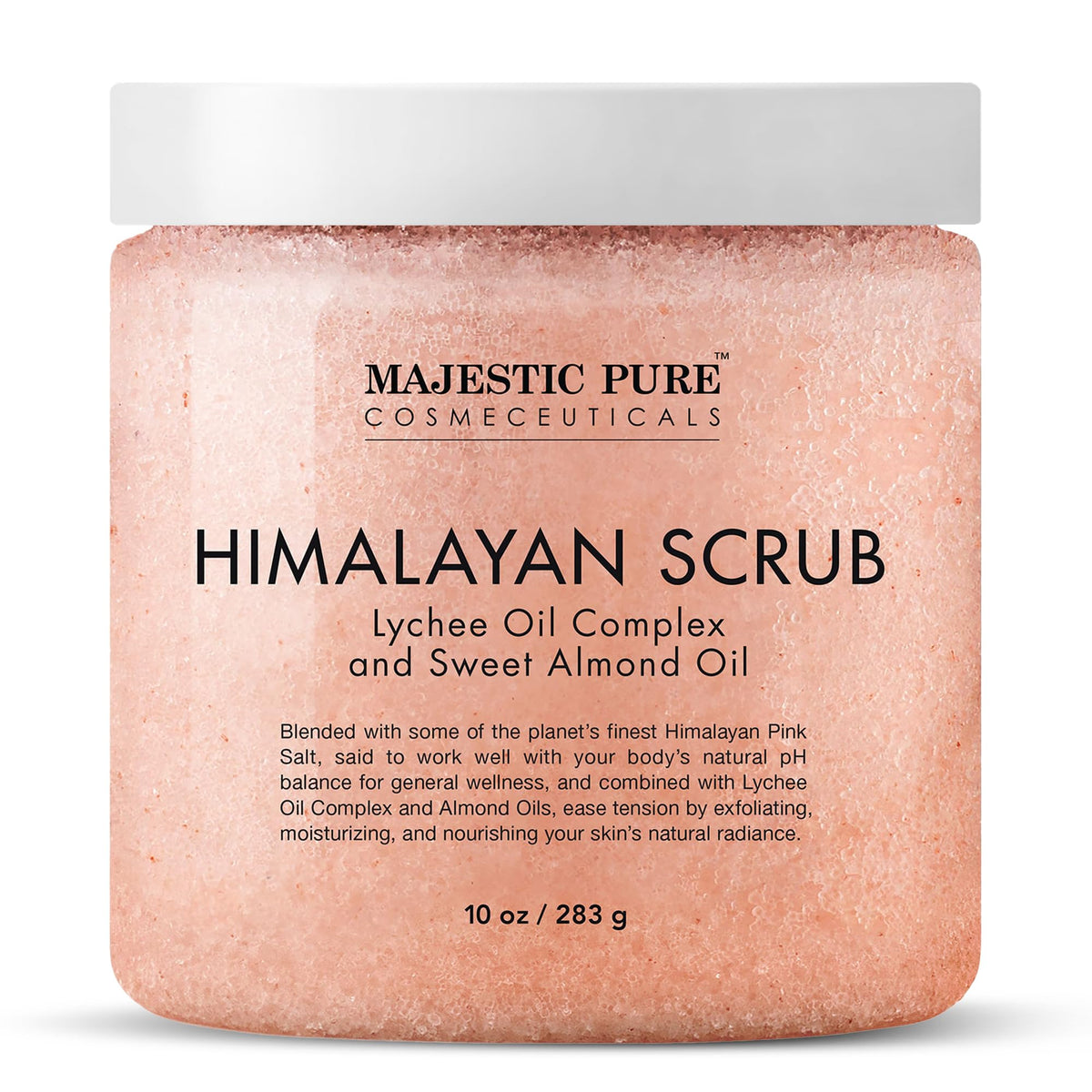 Majestic Pure Himalayan Salt Body Scrub 10 Oz front view