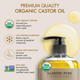 Majestic Pure Organic Castor Oil bottle side view