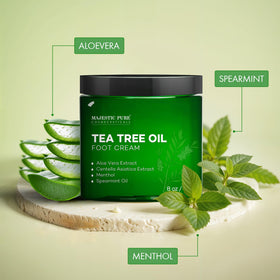 Majestic Pure Tea Tree Foot Cream application on feet