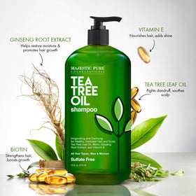 Majestic Pure Tea Tree Shampoo label close-up