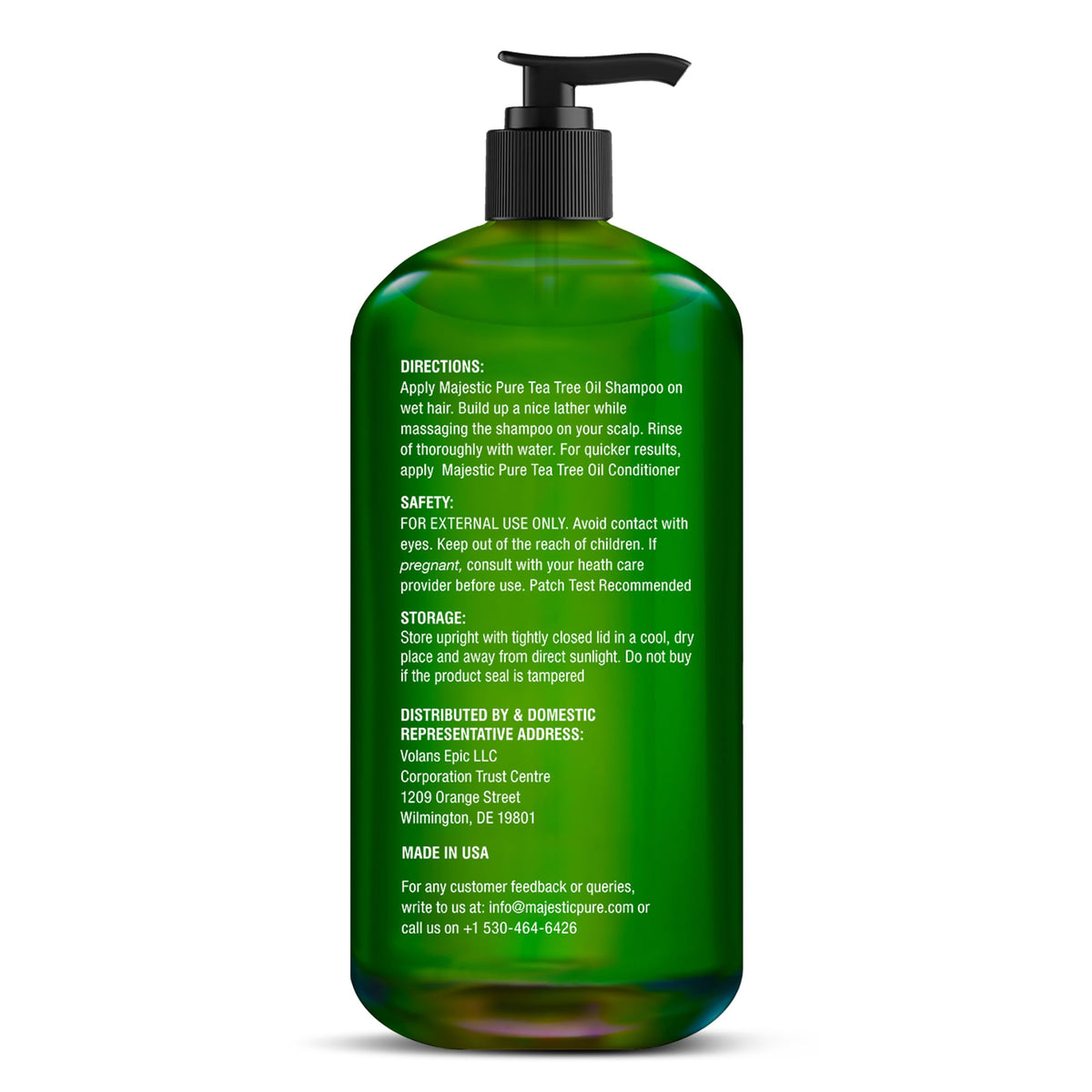 Majestic Pure Tea Tree Shampoo pouring into hand