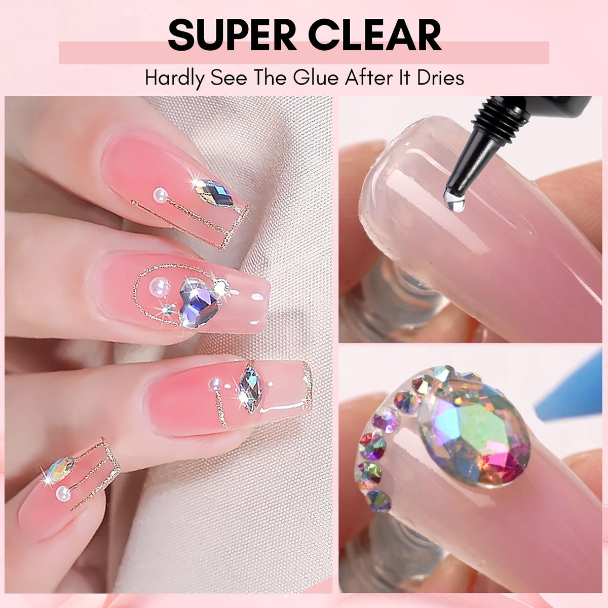 Makartt 15ml UV Rhinestone Glue Gel application process