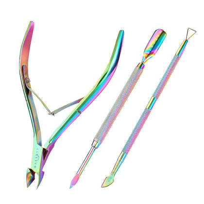 Makartt 3-Pack Cuticle Nipper Set front view with tools displayed