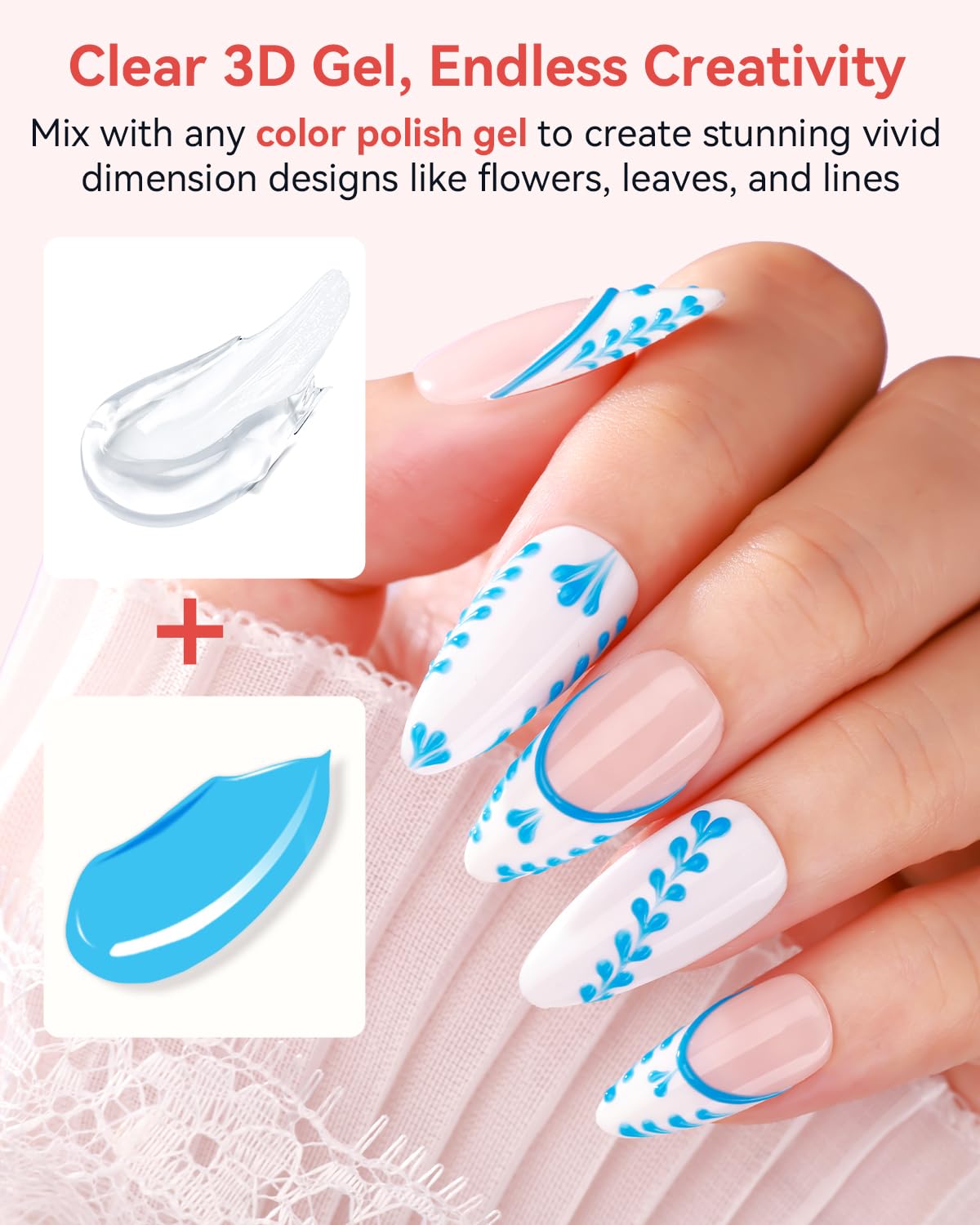 Makartt 3D Gel Nail Art 15g clear gel application on nails