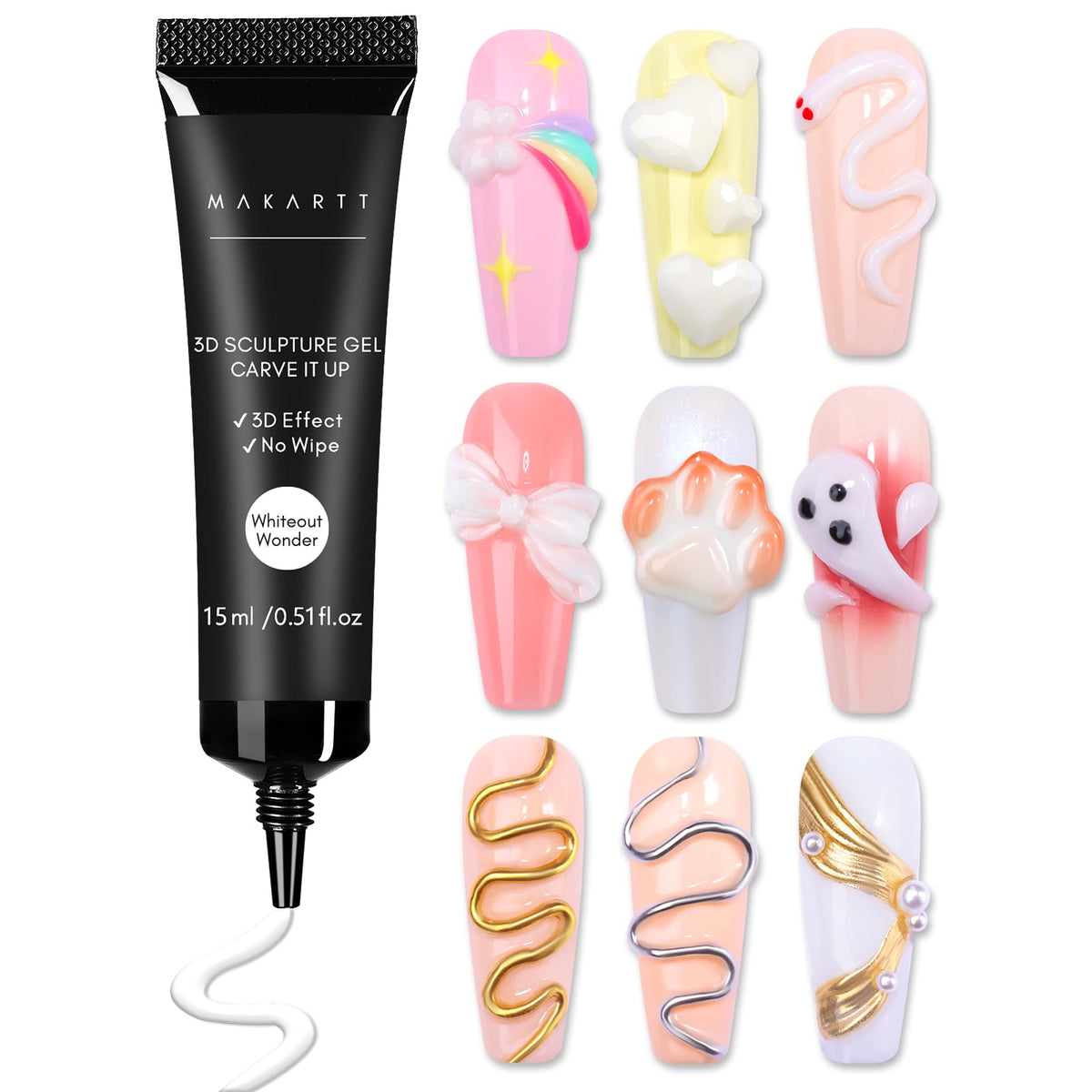 Makartt 3D Nail Gel 15g tube front view