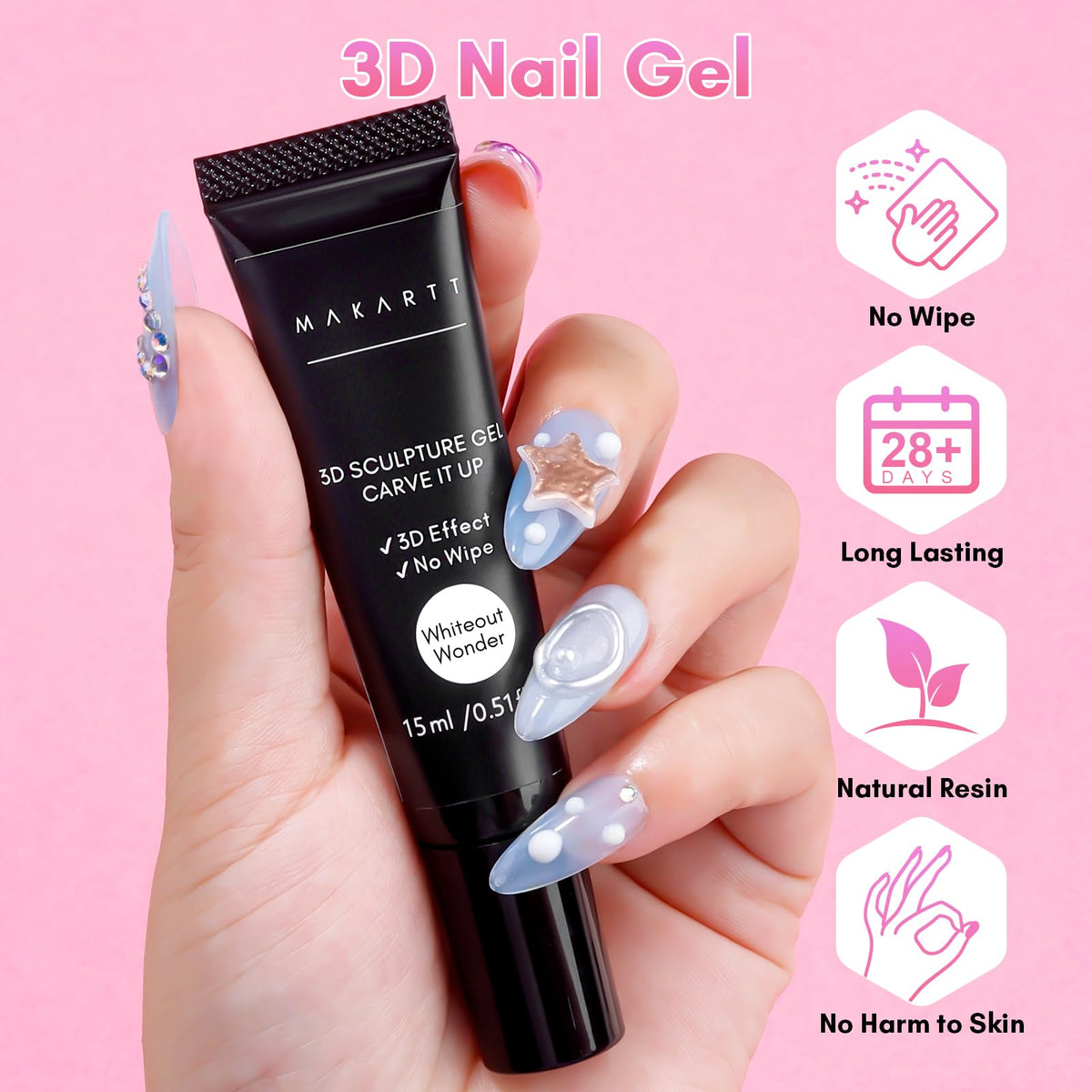 Makartt 3D Nail Gel application on nails