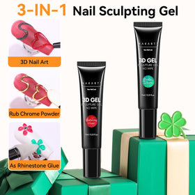 Makartt 3D Nail Gel tube with green glitter close-up