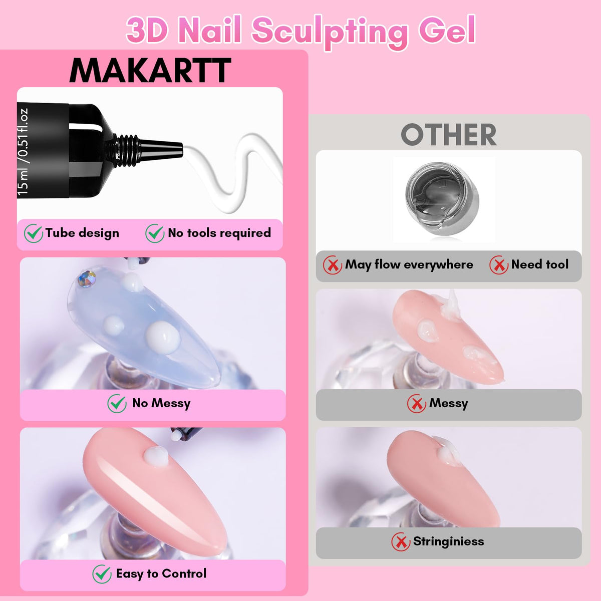Makartt 3D Nail Gel with nail charms