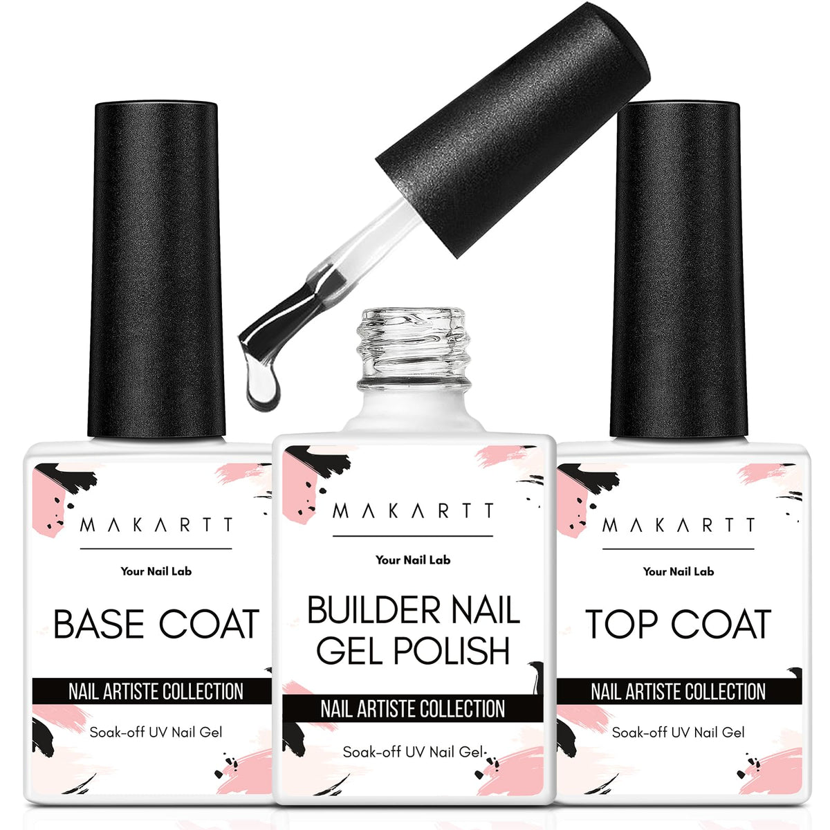 Makartt Builder Nail Gel Kit front view with three bottles