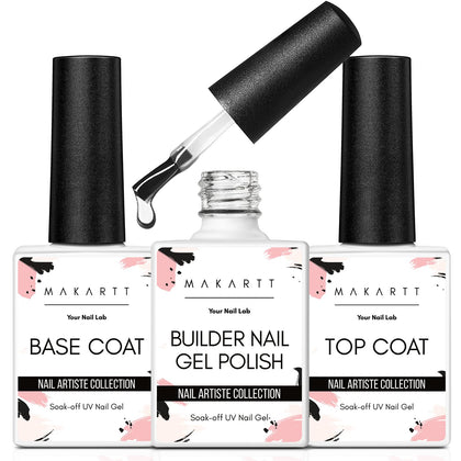 Makartt Builder Nail Gel Kit front view with three bottles