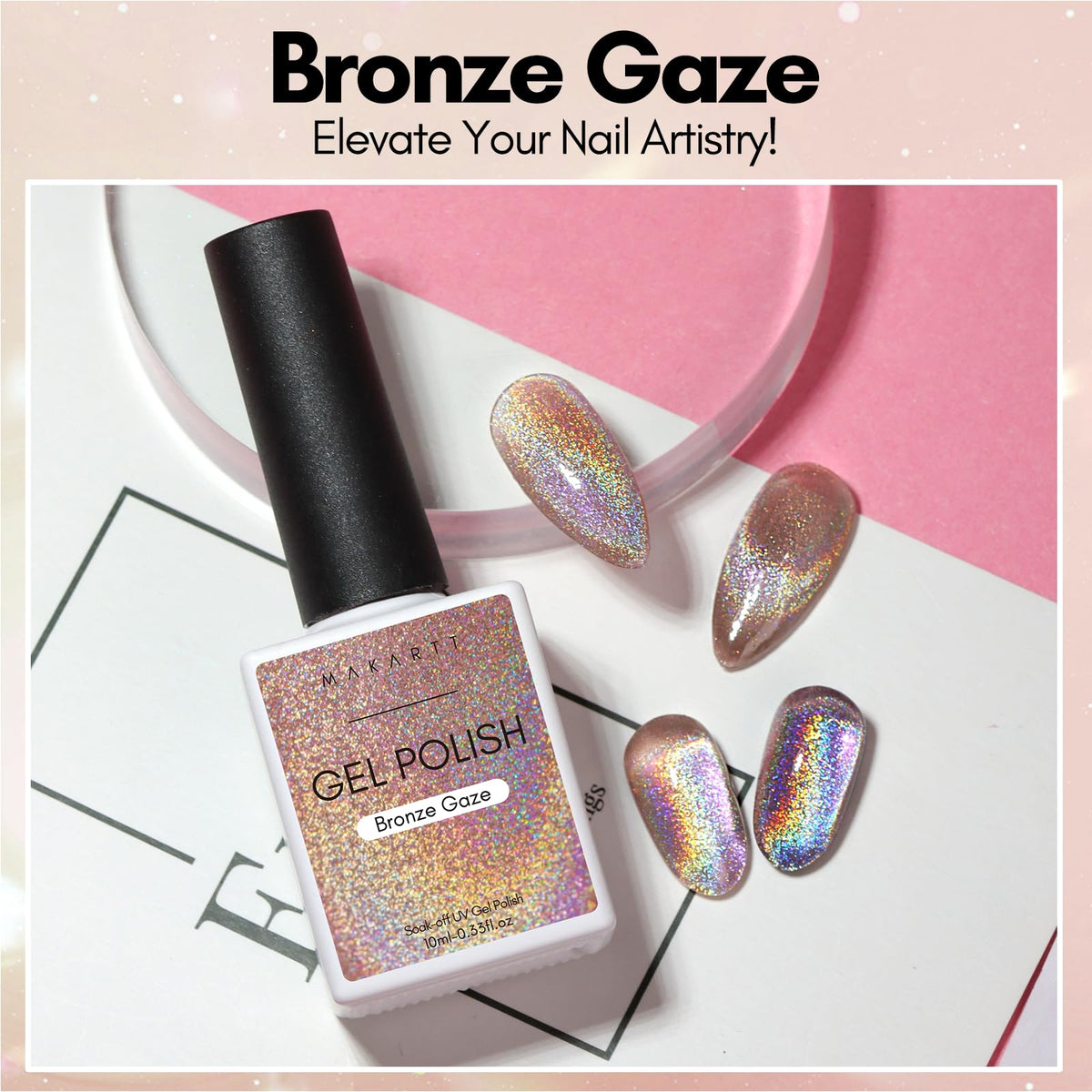 Makartt Cat Eye Gel Nail Polish Bronze Gaze in packaging