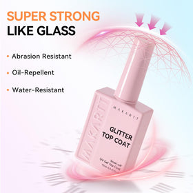 Makartt Cat Eye Glitter Gel Top Coat 15ML on different nail types
