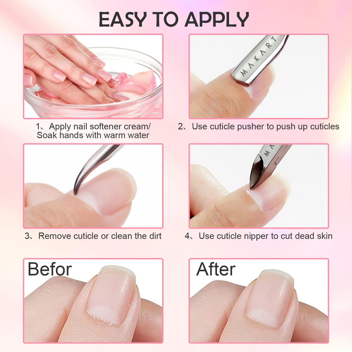 Makartt cuticle scraper tool for nail care
