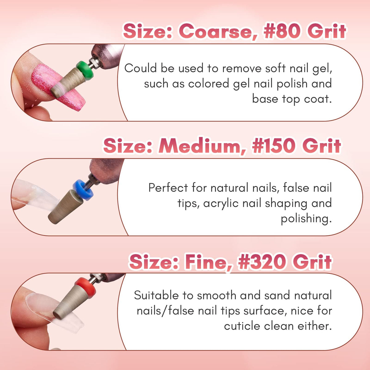 Makartt Electric Nail Drill Bit #150 with dust-proof ring