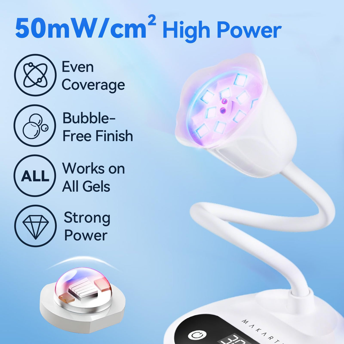 Makartt Flash UV LED Nail Lamp displaying LCD screen
