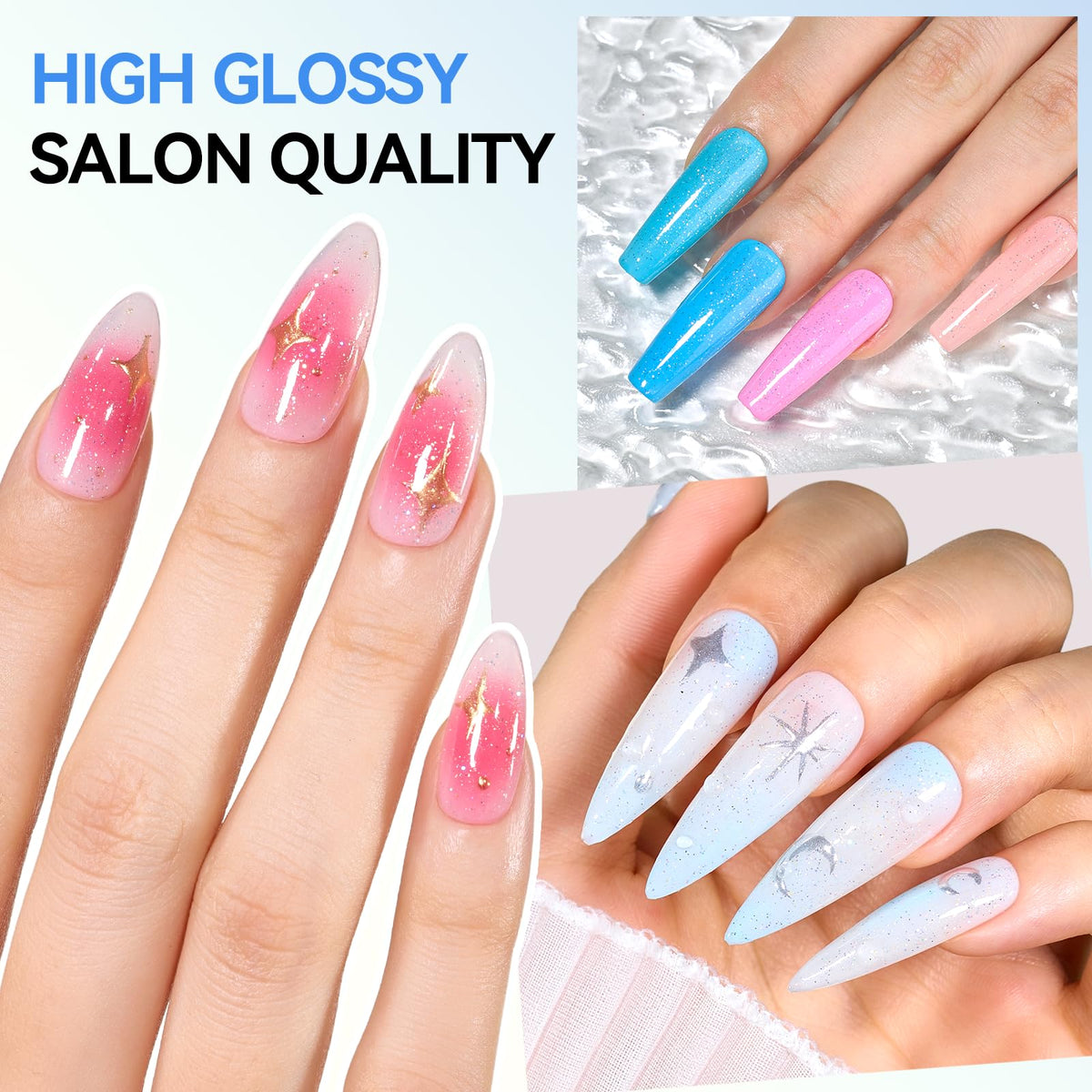Makartt Glitter Gel Top Coat 15ML on natural nails