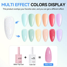 Makartt Glitter Gel Top Coat 15ML with wide brush for easy application