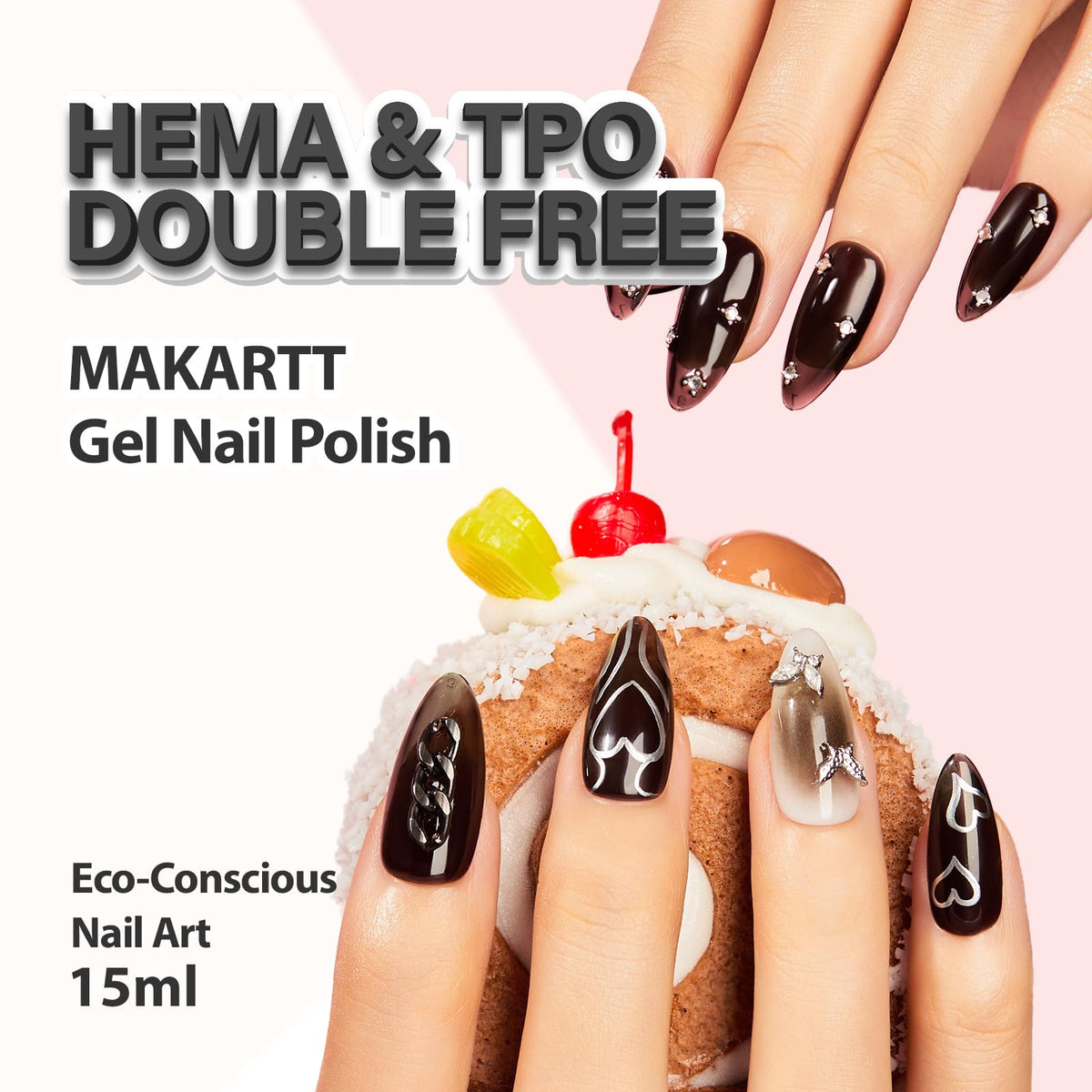 Makartt Jelly Black Gel Nail Polish 15ML bottle with cap