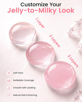 Makartt Jelly Sheer Pink Gel Nail Polish with UV lamp