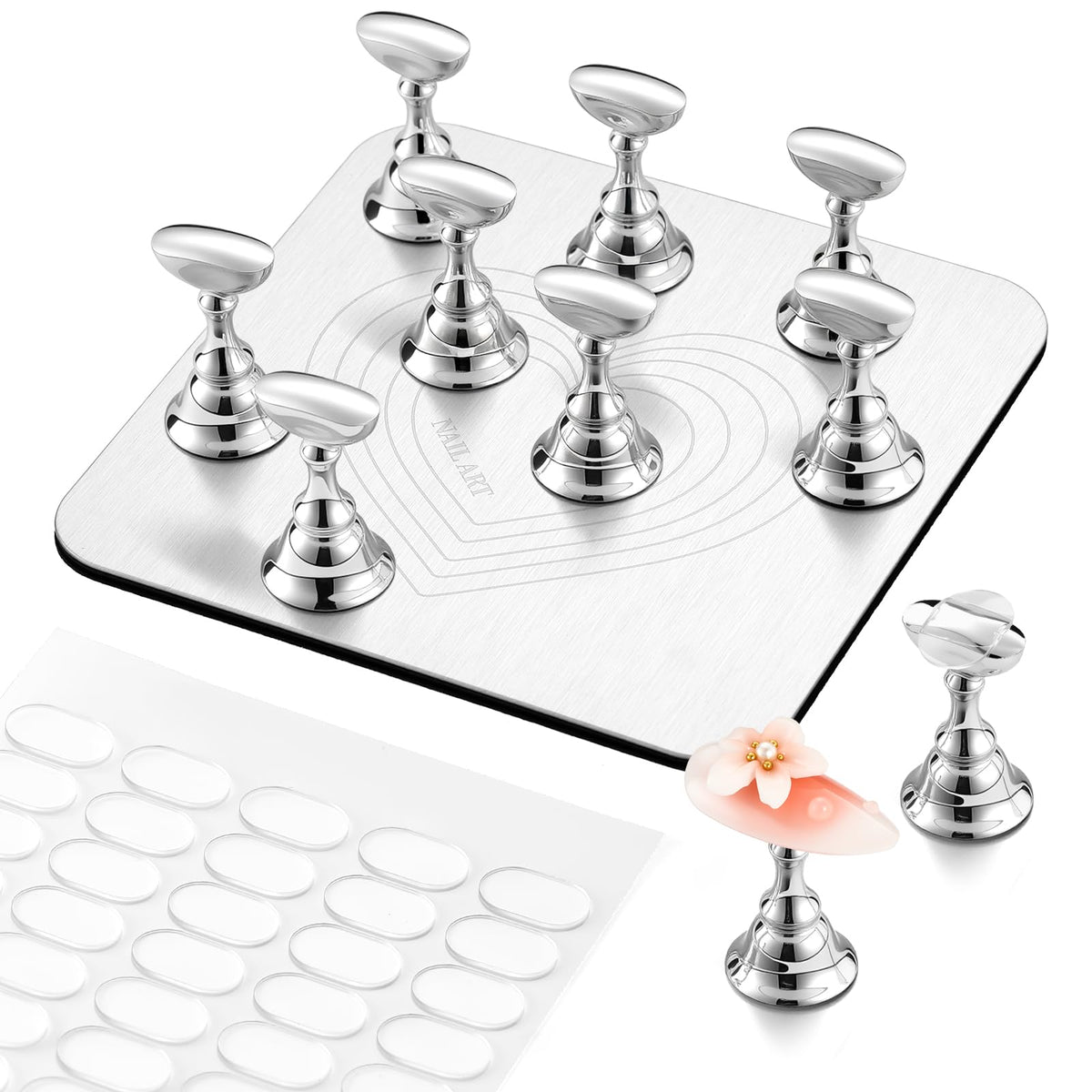 Makartt Magnetic Nail Stand with 10 holders and metal base