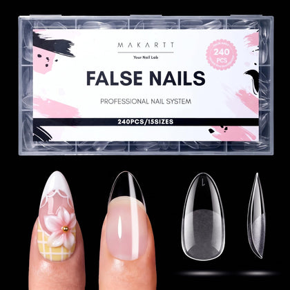 Makartt Medium Almond Nail Tips 240PCS clear packaging front view