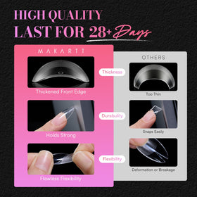 Makartt Medium Almond Nail Tips displayed with gel polish