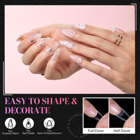 Makartt Medium Almond Nail Tips in use on natural nails