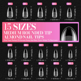 Makartt Medium Almond Nail Tips showing shallow-curve design