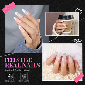 Makartt Medium Almond Nail Tips showing various sizes in clear