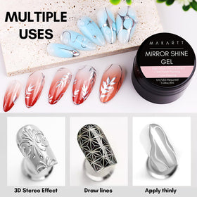 Makartt Metallic Silver Chrome Gel Nail Polish application on nails