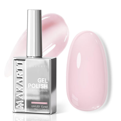Makartt Milky Pink Gel Nail Polish 15ML front view in silver bottle