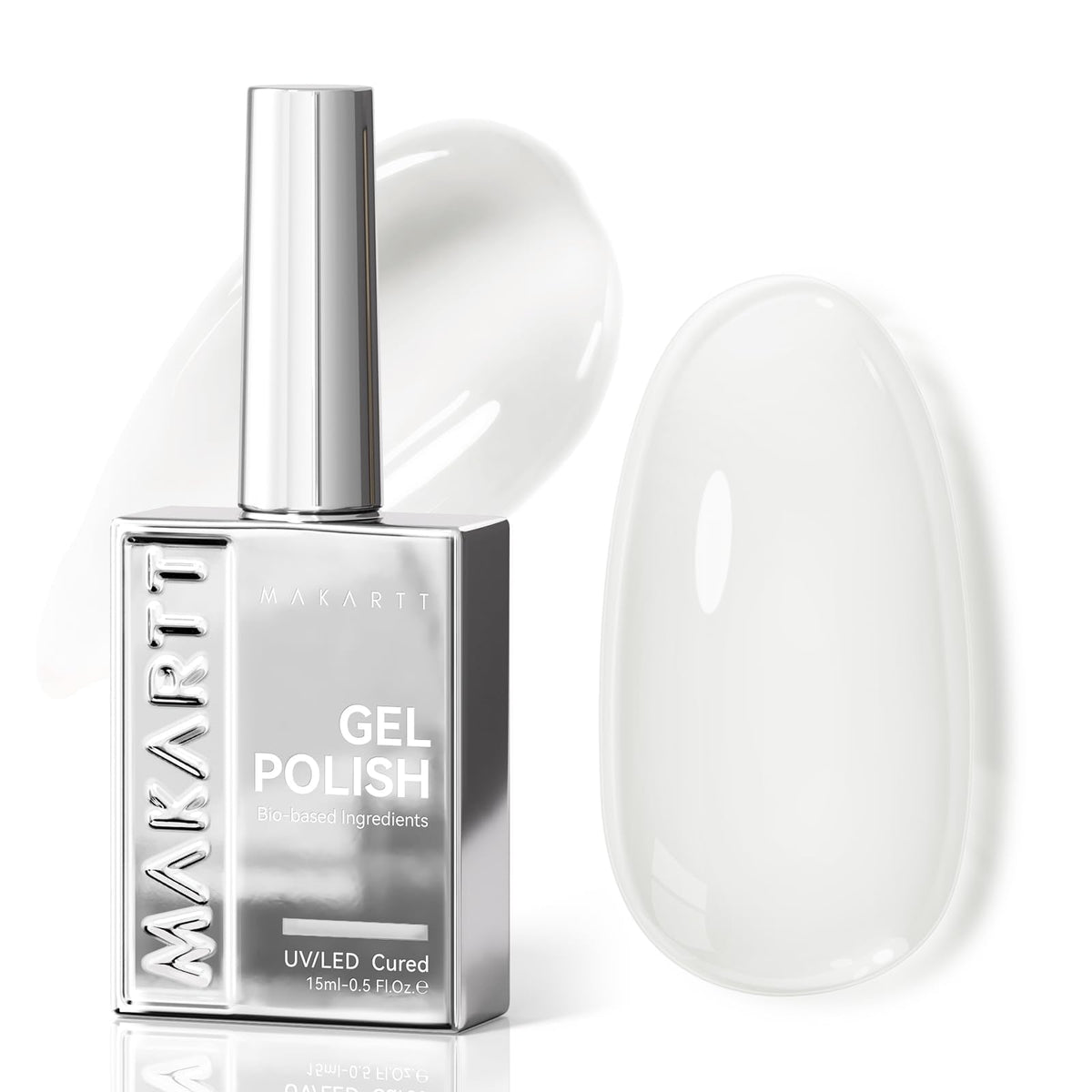 Makartt Milky White Gel Nail Polish 15ML front view