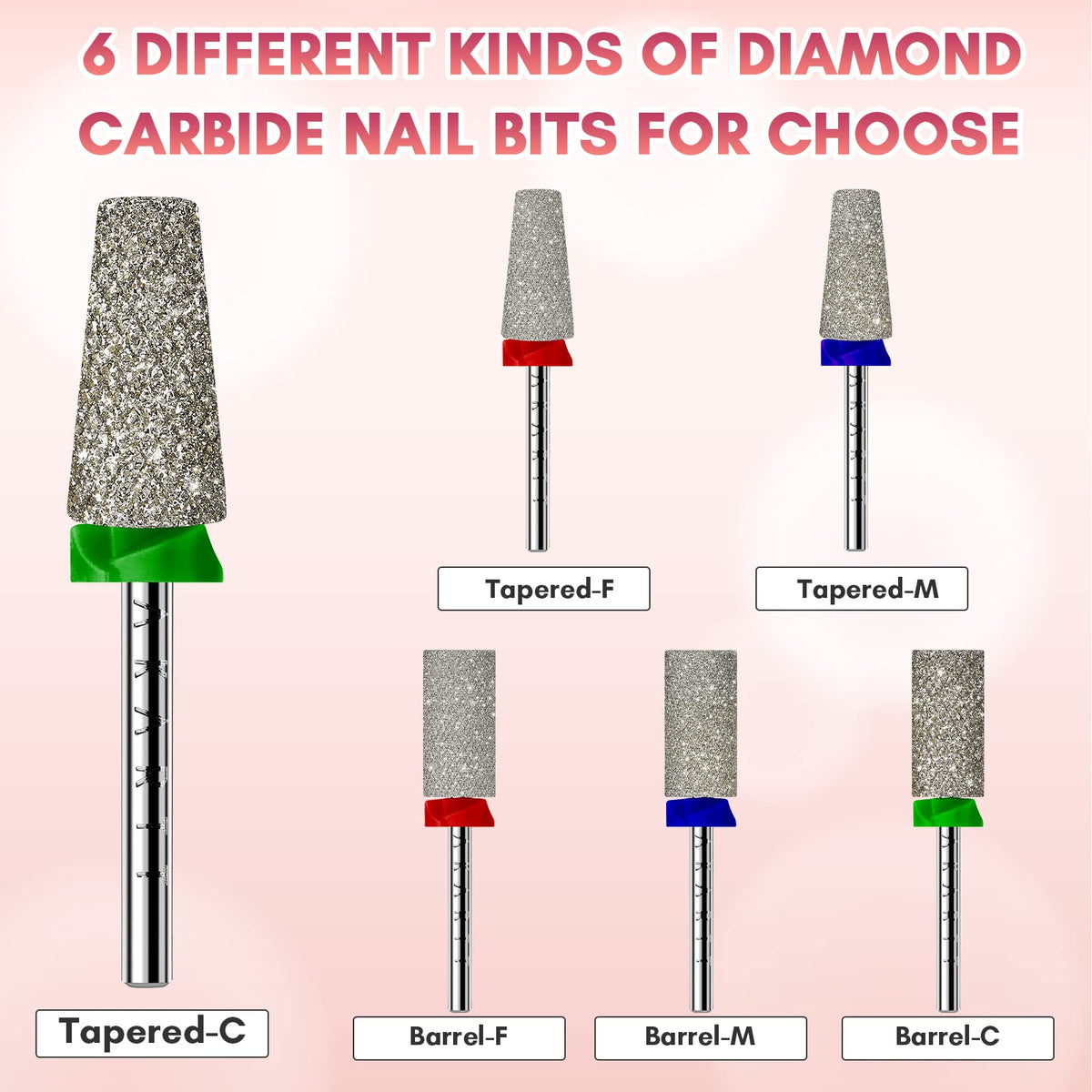 Makartt Nail Drill Bit C #80 Grit displayed with other nail tools