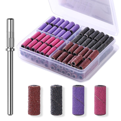 Makartt Nail Drill Bits Sanding Bands 100 Pcs set in plastic case