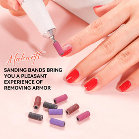 Makartt Nail Drill Bits Sanding Bands in use on nails