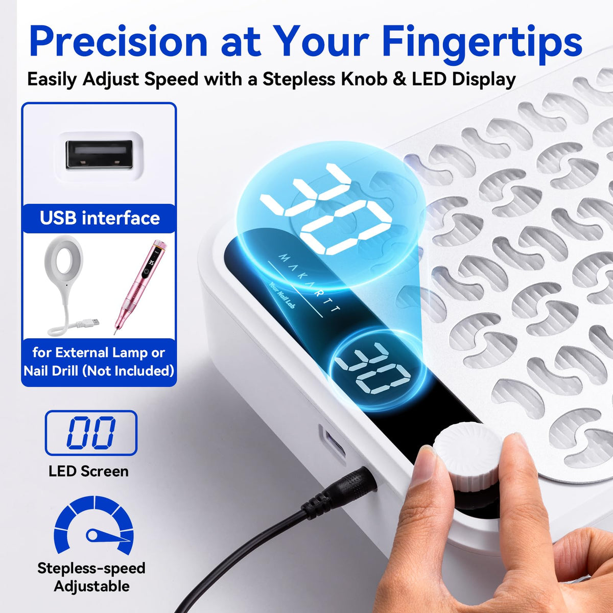 Makartt Nail Dust Collector compact design on a nail station