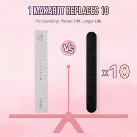 Makartt nail file being used on artificial nails during a manicure
