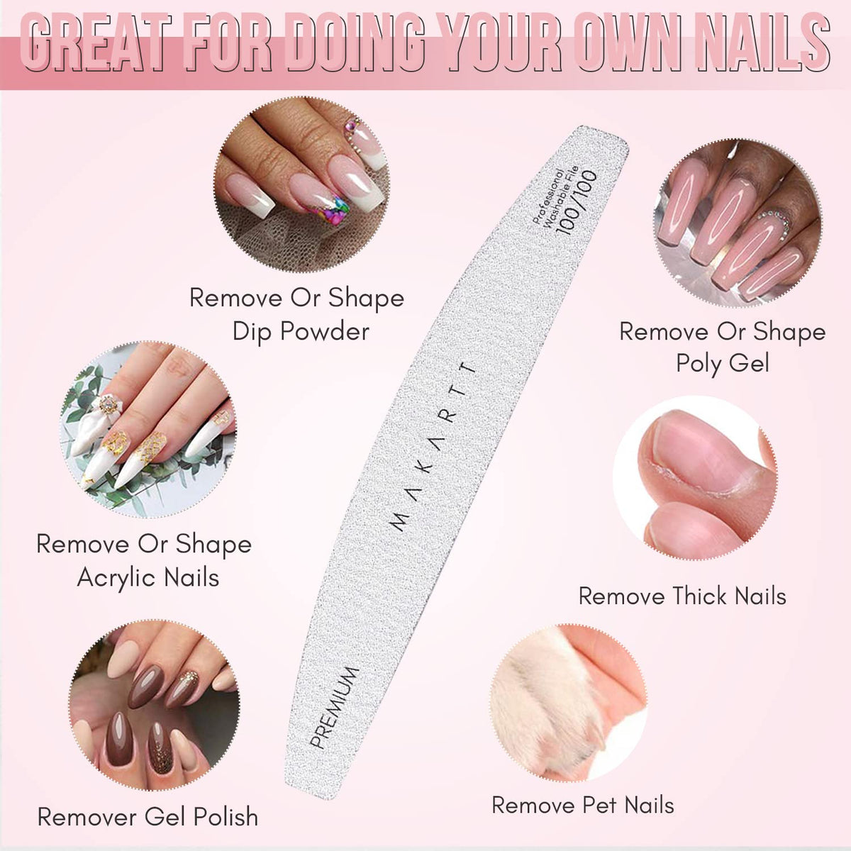 Makartt nail files with packaging dimensions shown