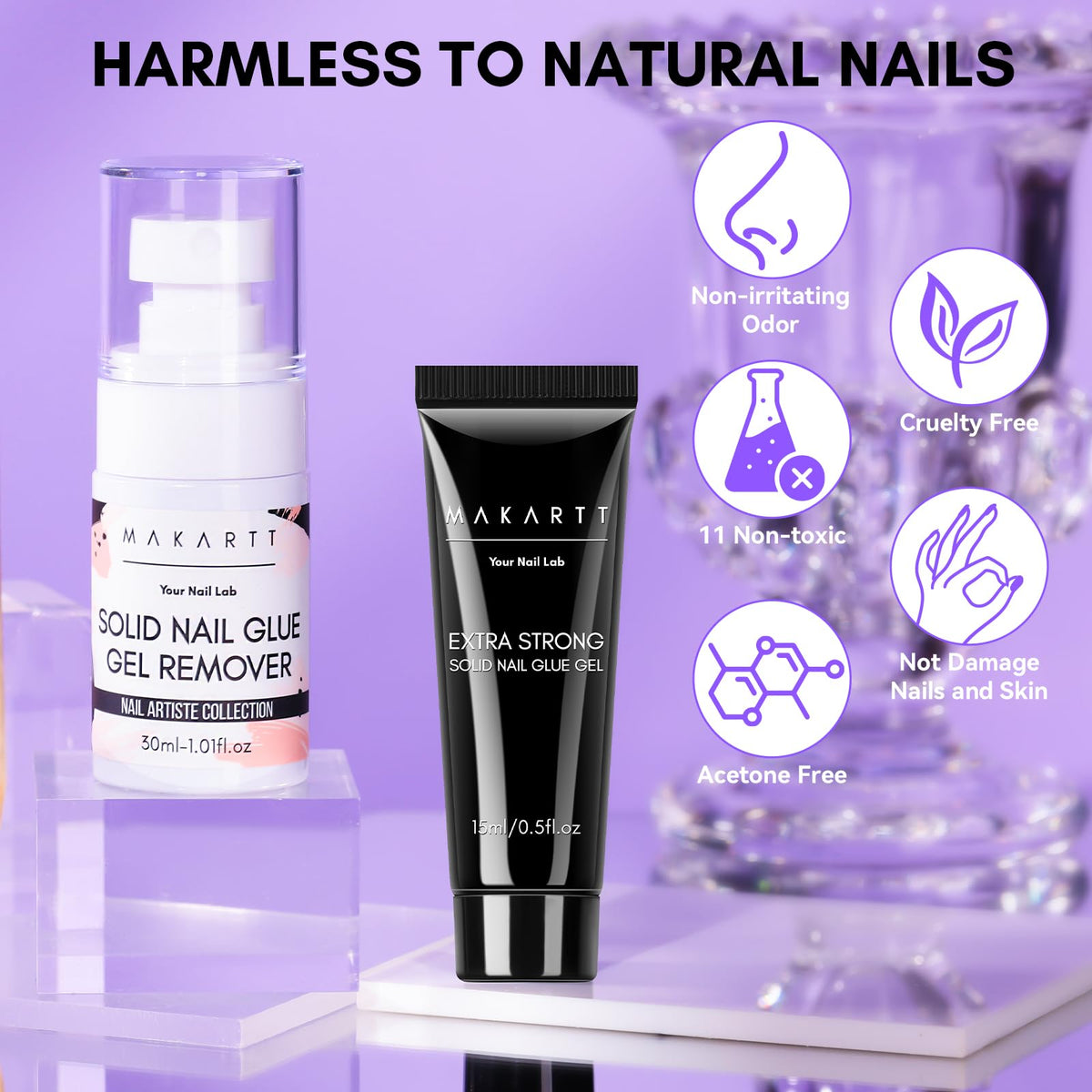 Makartt Nail Glue and Remover Kit contents displayed