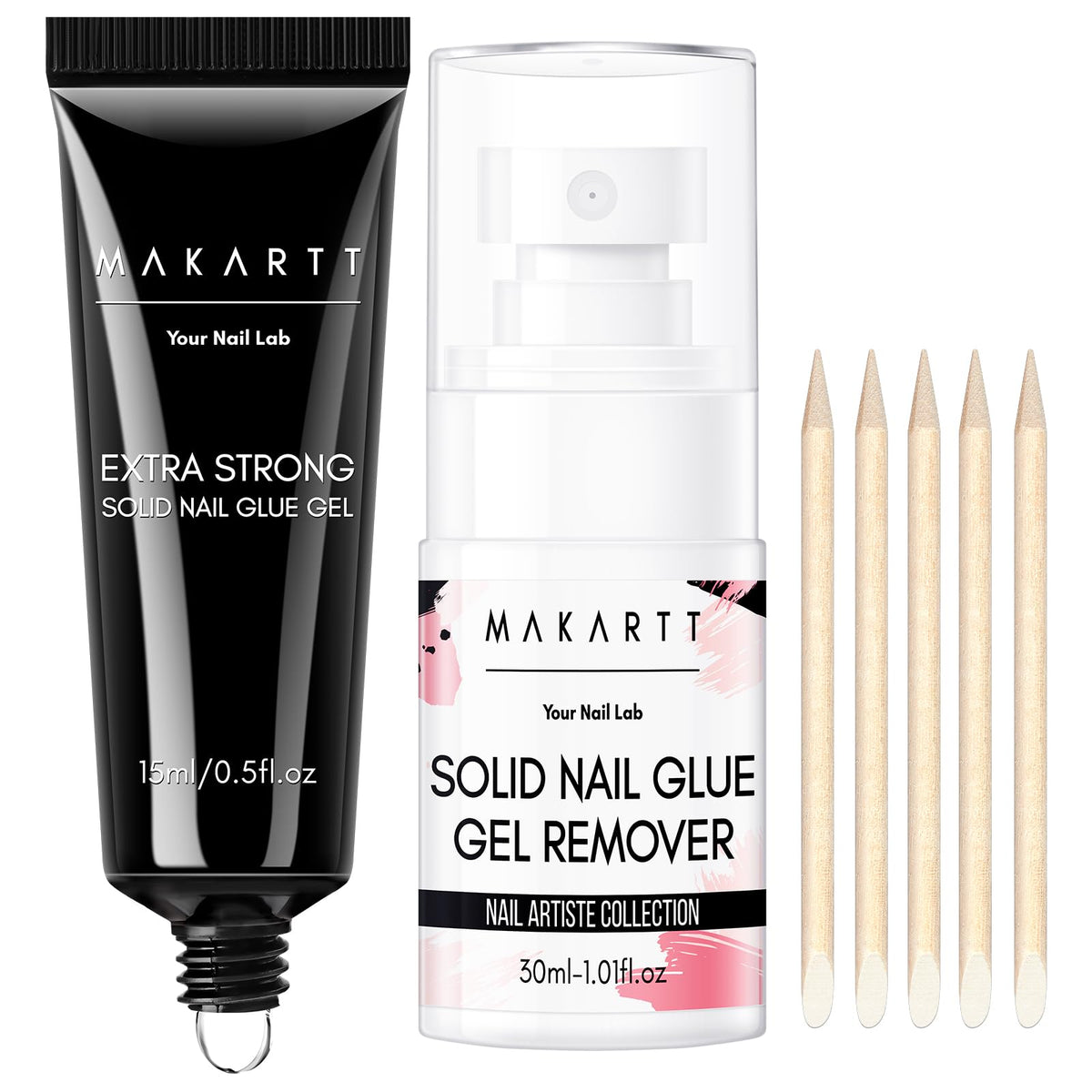 Makartt Nail Glue and Remover Kit front view with packaging