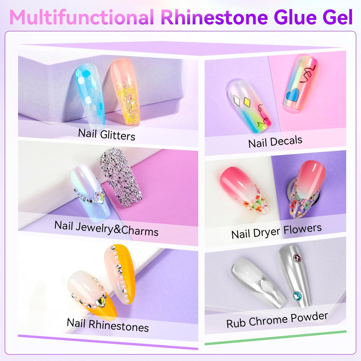 Makartt Nail Rhinestone Glue showing wide brush for coverage
