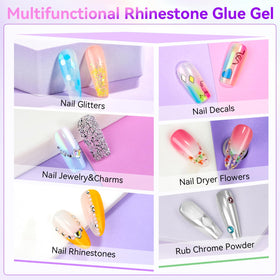 Makartt Nail Rhinestone Glue showing wide brush for coverage