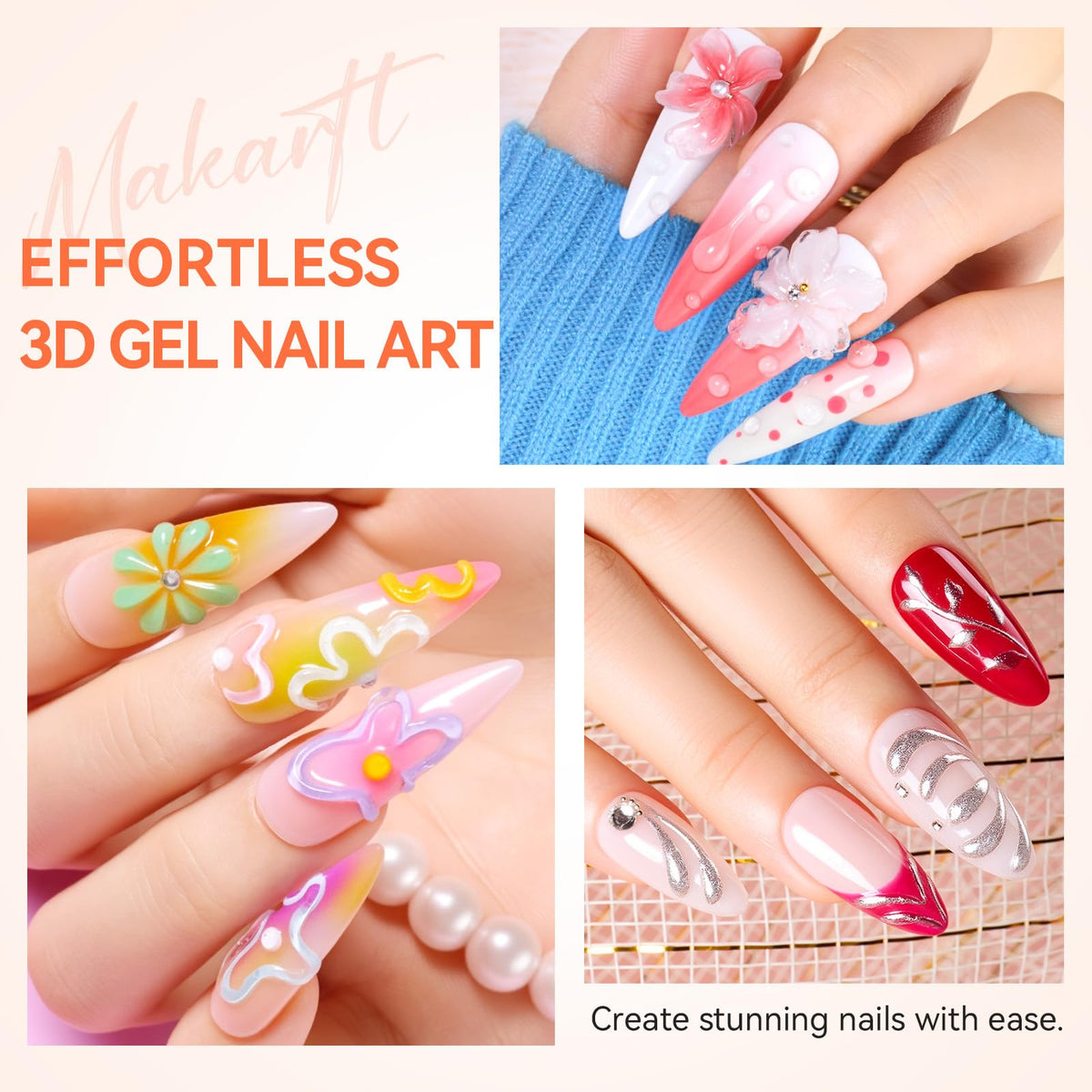 Makartt Rhinestone Glue Gel with various rhinestones