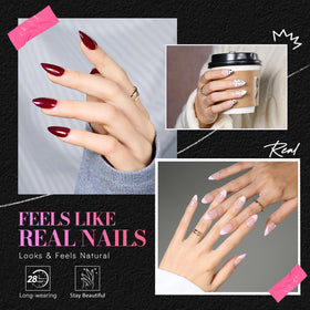 Makartt Short Almond Nail Tips 15 sizes packaging with clear design