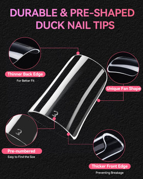 Makartt Short Duck Nail Tips displayed in packaging